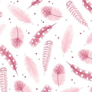 Pink pastel feathers