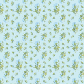 Daffodil Spray on Light Blue 