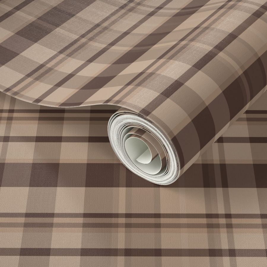 19-03X Dark Brown Tan Taupe Plaid Tartan