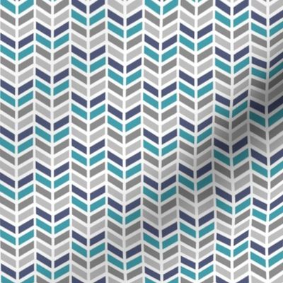 Chevron in Blue, Teal & Gray