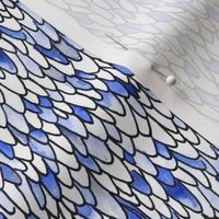 Feathers and Scales - Monochromatic Blue