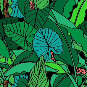 Jungle Leaves Illustrated in Black