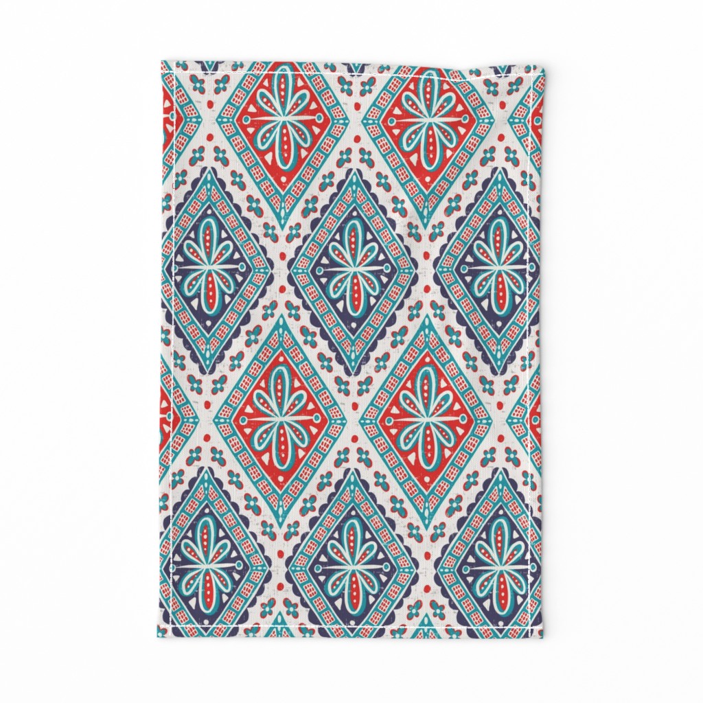 Skye - Boho Geometric Red & Plum Large Scale