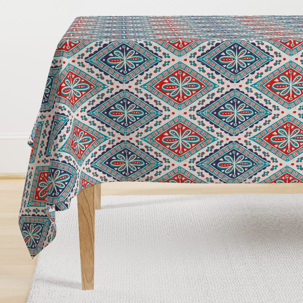 Skye - Boho Geometric Red & Plum Large Scale