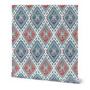 Skye - Boho Geometric Red & Plum Large Scale