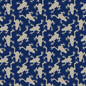 Frogs on Navy Blue