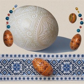 27x9-Inch Half-Brick Repeat of Pysanky Eggs - Chicken Goose Ostrich