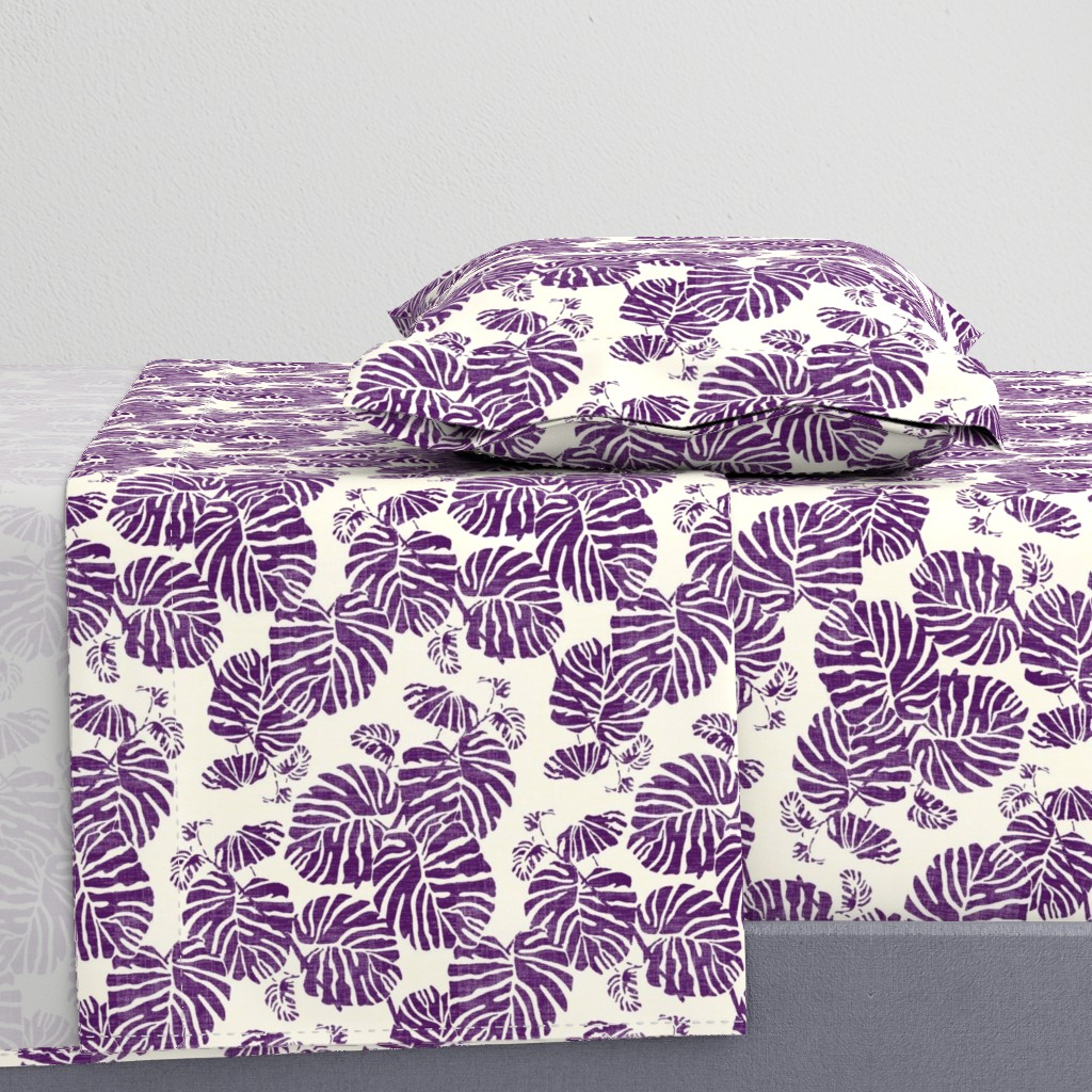 palm leaves purple on cream