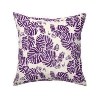 palm leaves purple on cream