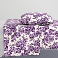 palm leaves purple on cream