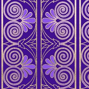 Greek key acanthus border in purple