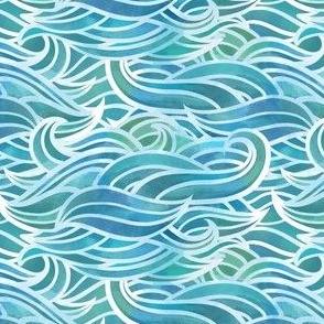 Abstract watercolor waves - small 