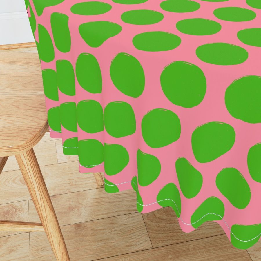 Green with Pink Dots Fabric