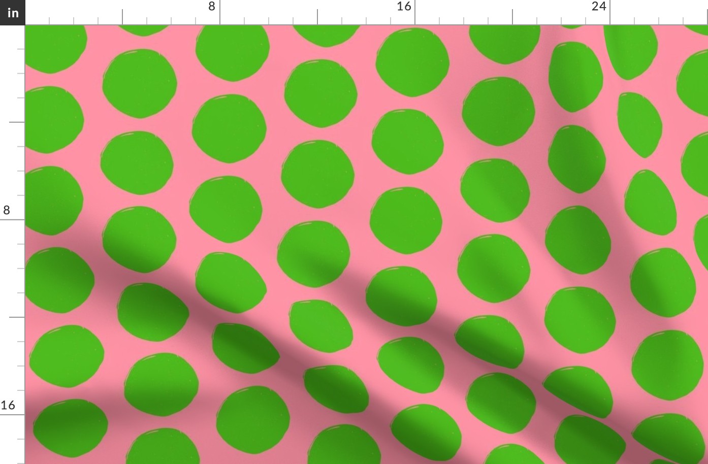 Green with Pink Dots Fabric