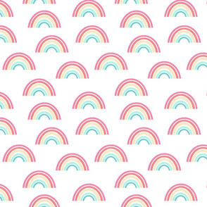 rainbows fabric - rainbow fabric, pastel rainbow, pastel rainbows, pastel rainbow fabric - white