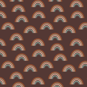 rainbow fabric - earth tone fabric, earth palette fabric, trendy earth tones fabric, rainbows fabric, rainbow fabric - girls - coffee