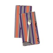 Ostriches on Parade in  Orange, Purple and Charcoal Stripe