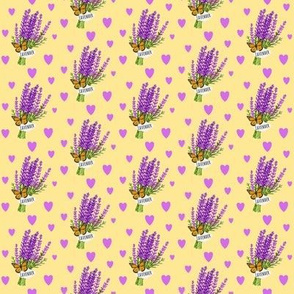 Bouquet of Lavender / Butterfly - Hearts - Yellow Small   