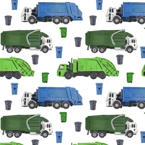 Large Scale Garbage Trucks on White