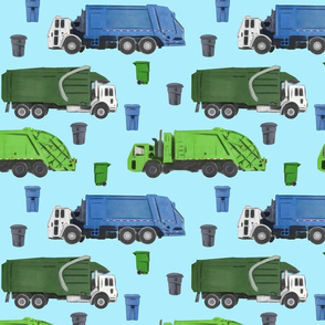 Large Scale Garbage Trucks on Blue