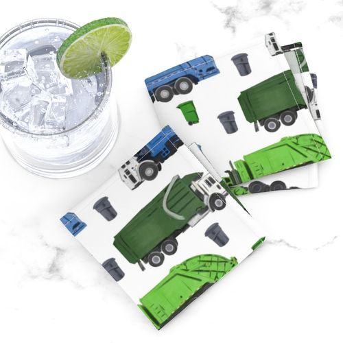 Medium Scale Garbage Trucks on White