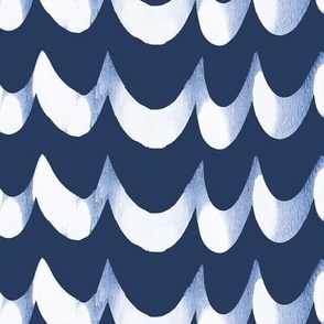 Waves white and navy blue large