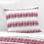 Vertical stacked stripes - textured red black pink on white 