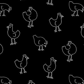 Little chicken spring garden easter birds chicks illustration pattern black and white monochrome