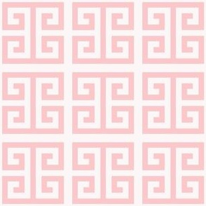 greek key ivory & pink