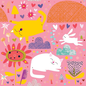 Scandi Cats pink by Mount Vic and Me