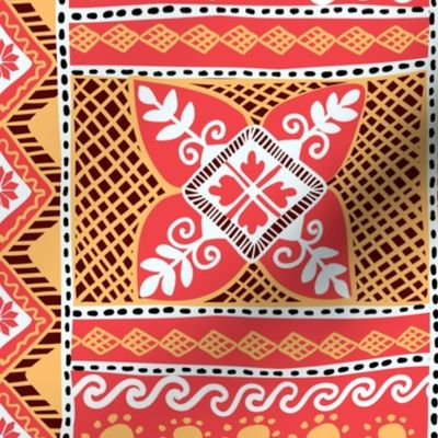 Native Ukrainian Pysanka Pattern with Sunflower Symbols