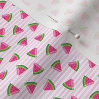 (micro scale) watermelons (pink stripes)- summer fruit fabric - LAD19BS