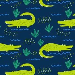 Alligators on Blue