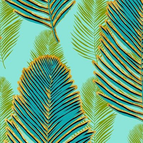 large palms - aqua