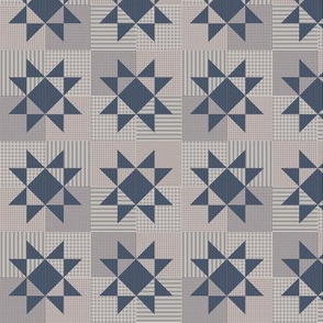 Star Quilt Block Blue Gray Medium