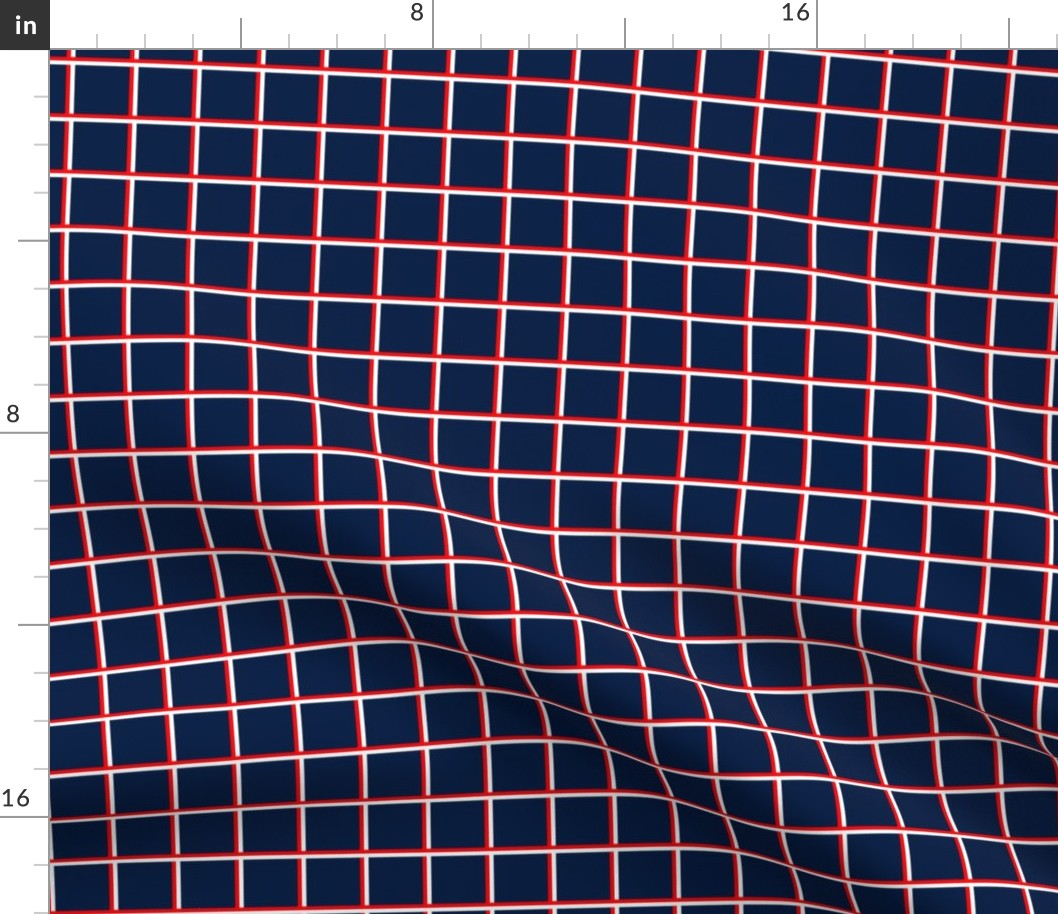 1 inch navy with red and white grids