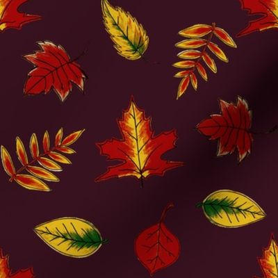 Fall Leaves maroon