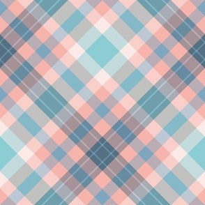 FNB4 - Mini Diagonal Tartan Plaid in Pink and Blue