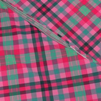 FNB3 - Large - Diagonal Soft Spoken Christmas Tartan Plaid in Pink - Green