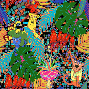 wild cat jungle mosaic