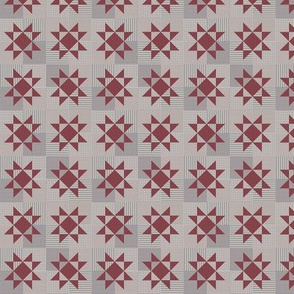 Star Quilt Block Red Gray Small