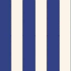 Coastal Stripe: Cobalt Blue & Old White 1-inch Stripe