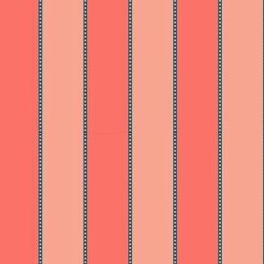 Coastal Stripe Coral Reef: Rosy Peach & Coral 1in Stripe