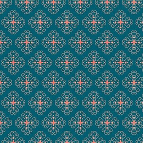 Compass: Lagoon Blue & Coral Small Print