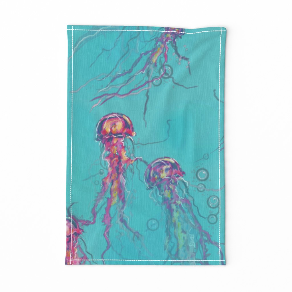 Vivid Pink Turqouise Jellyfish Extra Large 