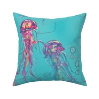 Vivid Pink Turqouise Jellyfish Extra Large 