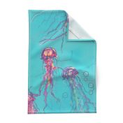 Vivid Pink Turqouise Jellyfish Extra Large 