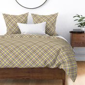 FNB1 - Large - Diagonal Lemon and Violet Tartan Plaid on the Diagonal