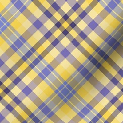 FNB1 - Large - Diagonal Lemon and Violet Tartan Plaid on the Diagonal