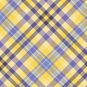 FNB1 - Large - Diagonal Lemon and Violet Tartan Plaid on the Diagonal